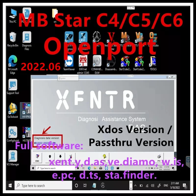 Newest 2022.06 Xentry Software Remote Install and Activate DT.S WI.S EP.C for Auto Diagnostic Tool MB STAR SD C4/C5/C6 openport