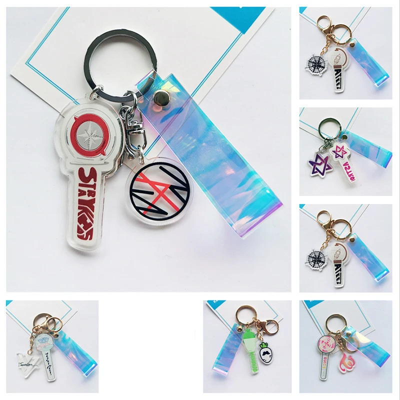 

KPOP Stray Kids ATEEZ ASTRO MAMAMOO SEVENTEEN GOT7 EXO IU TWICE Acrylic Keychain With 3pendant Bag Accessories Fans Gift