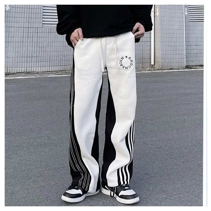Striped Pants Oversize Sets Man Tracksuit Y2k Training Korean Fashion Women Casual Harajuku Sweatpants Male Baggy Men's Clothing