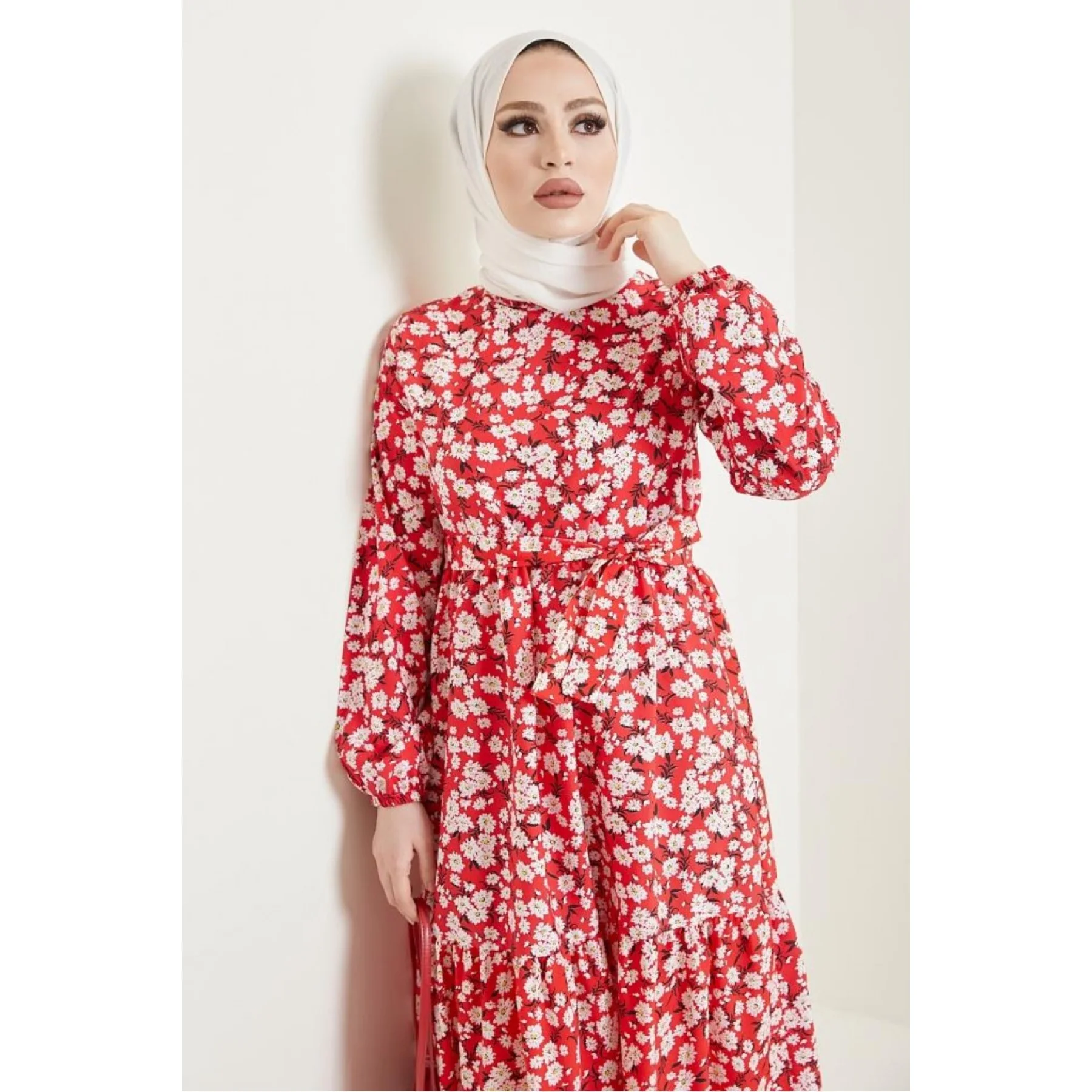 Flowers Detailed  Summer Maxi Muslim Dress Woman Abaya Dress Abaya Caftan Dubai Kaftan Robe Muslim Long Dress Modest Muslim Sets