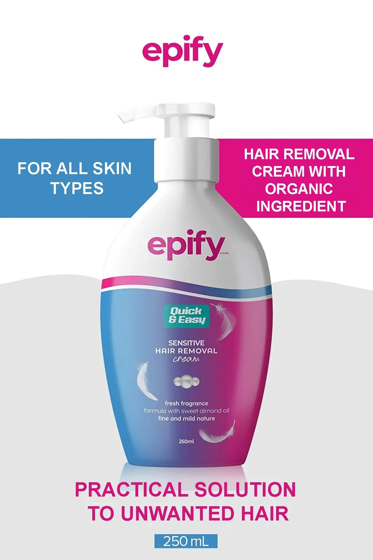 

250 ml. Epify Depilatory Hair Removal Cream Natural Herbs Ingredient crystal hair remover eraser wax bleame gomme depilatoire