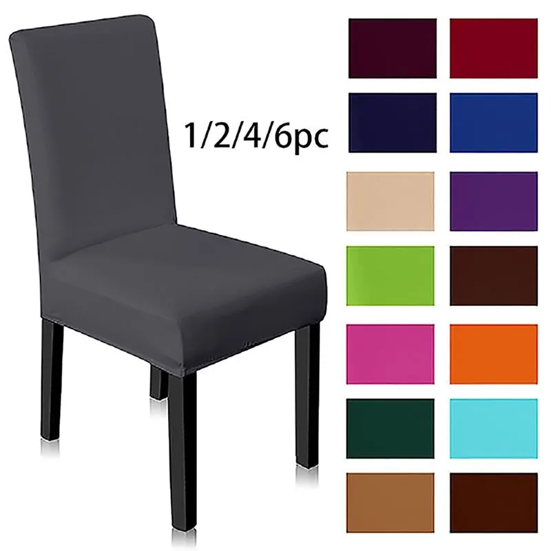 

Elastic Chair Covers Universal Elastic Solid Color Restaurant Chair Cover Hotel for Chairs Kitchen Banquet Hall 1/2/4/6pcs