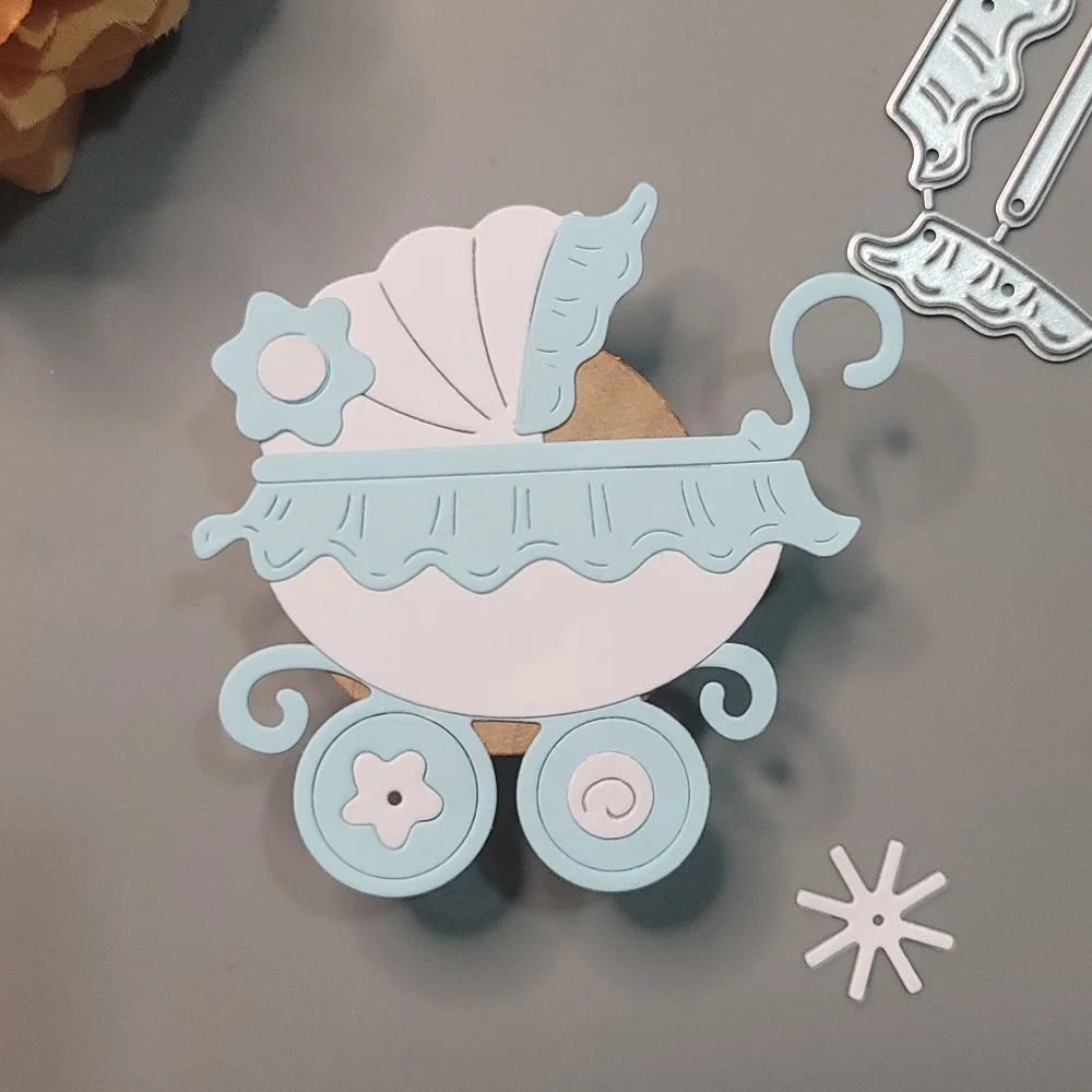 

Baby Carriage Metal Cutting Dies Scrapbook Embossing Craft Stroller Die Cut Album Paper Card Making Tool Blade Punch Stencils