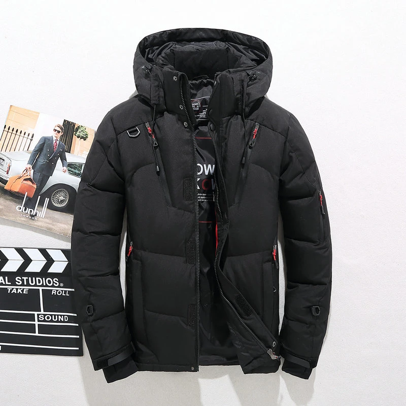 -20 Degree Men‘s Down Jacket 2022 New Winter Parkas White Duck Windbreaker Hooded Coat Casual Solid Overcoat With Mens Outerwear