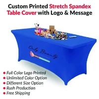 custom trade show sublimation printed logo polyester waterproof fitted stretch spandex table cover table cloths