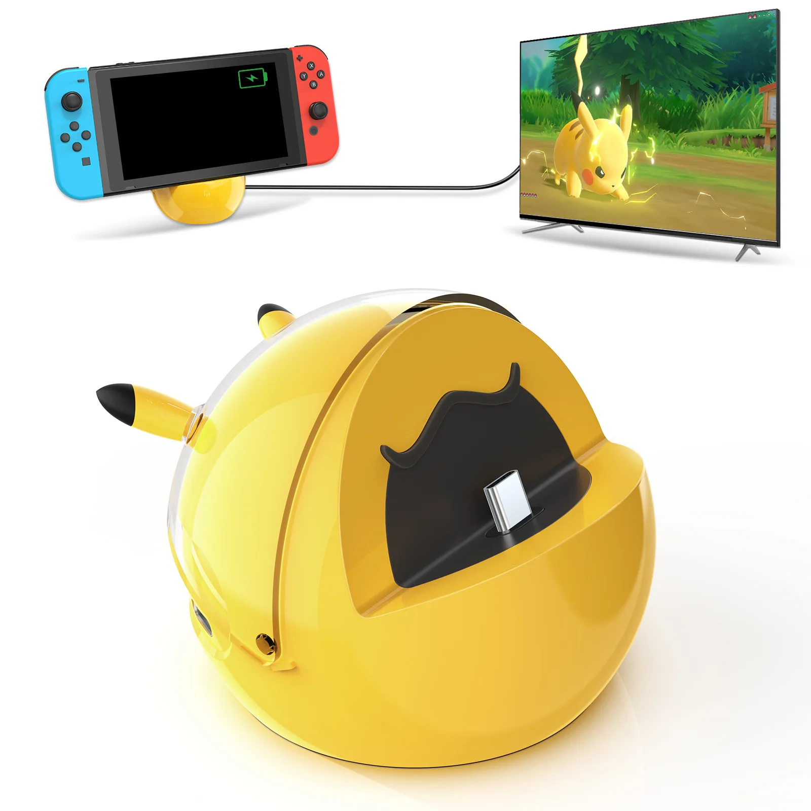 

HDMI Charging Dock Charging Stand Power Supply Station for Nintendo Switch Poké Ball