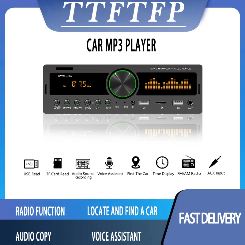 Автомагнитола TTFTFP с Bluetooth mp3-плеером FM-трансмиттером громкой связью двумя