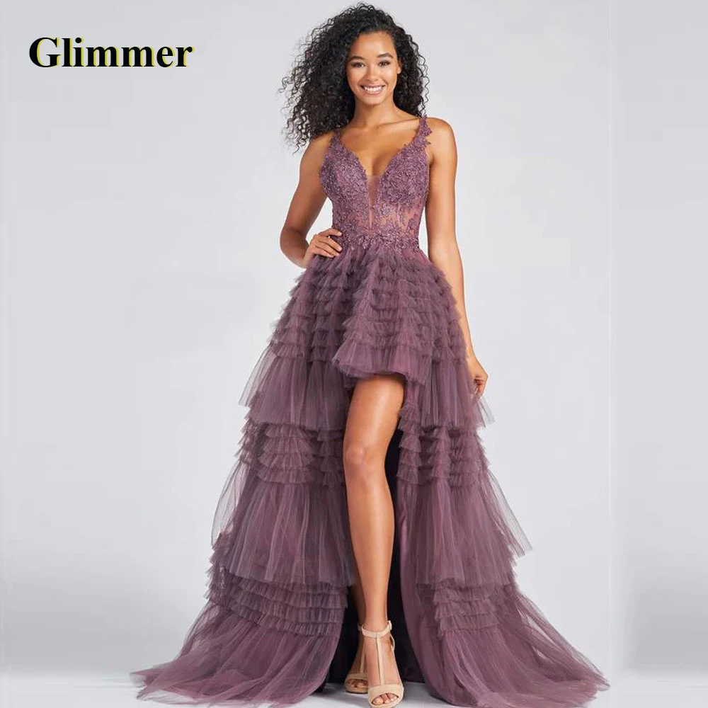 

Glimmer Luxury Evening Dress Layered Tulle Formal Prom Gowns Dropping Shipping Vestidos De Fiesta Abendkleider Robe Ball Stretch