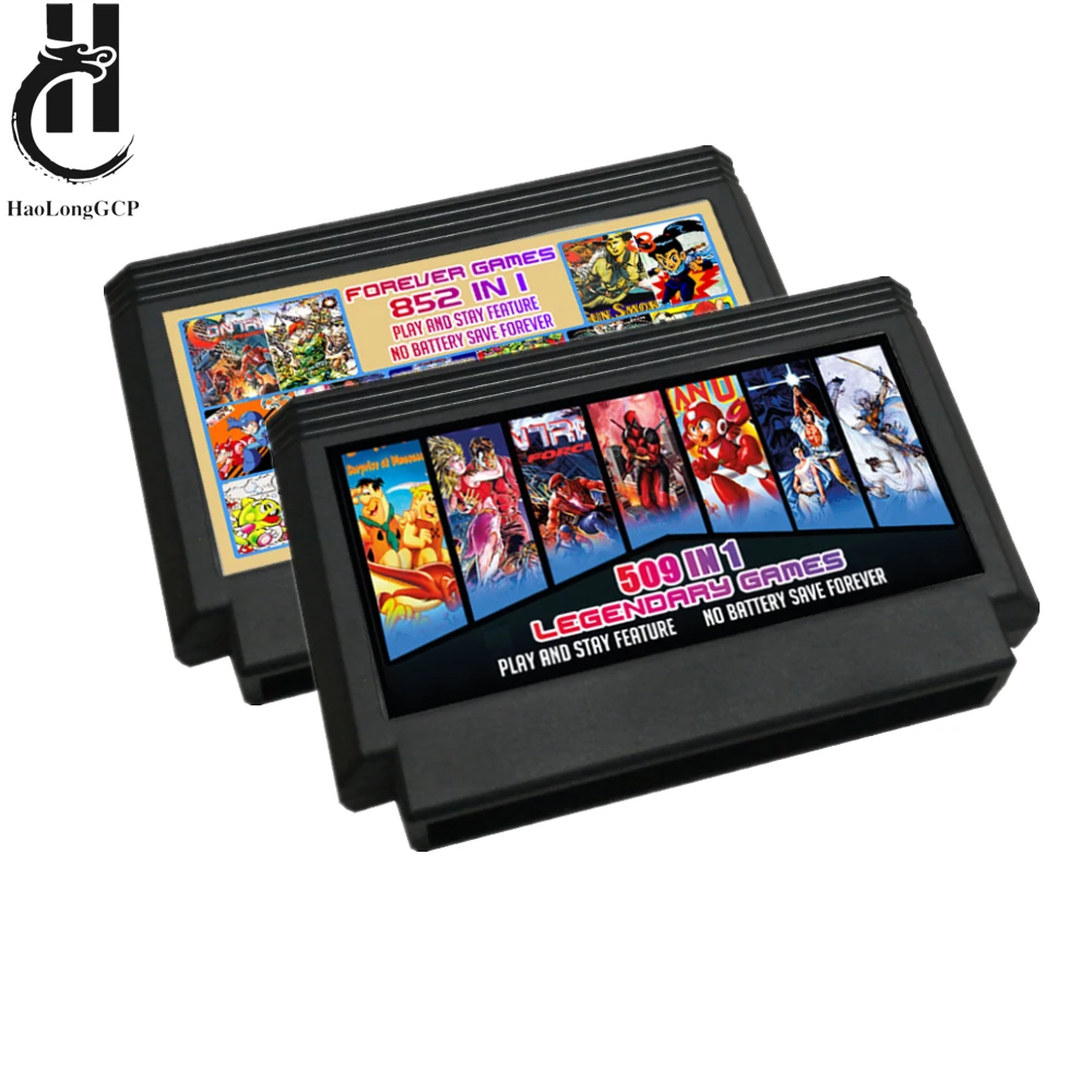 Black Case Shell 60 Pin Game Cartridge Classic Collection 8 bit Game Card 509 852 in 1 for fc video game console memory chip