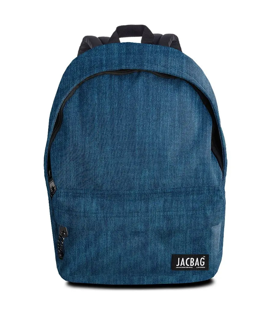 Jacbag Classic Rugged Single Compartment Zippered Front Pocket Large Inner Volume Adjustable Shoulder Strap Backpack School Bag