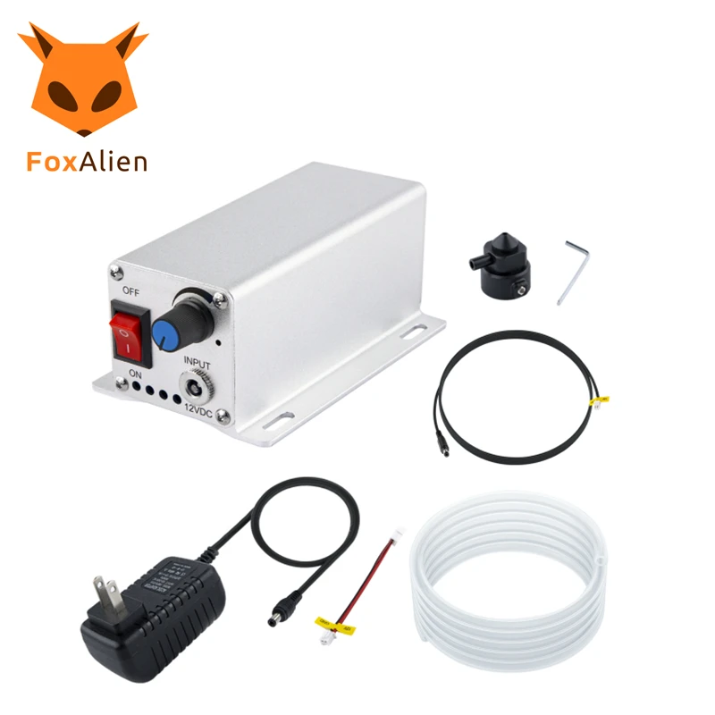 FoxAlien Air Pump with Aluminum Nozzle for Laser Cutter, 8-10L/min Air Assist Kit for Reizer Masuter and 3018-SE