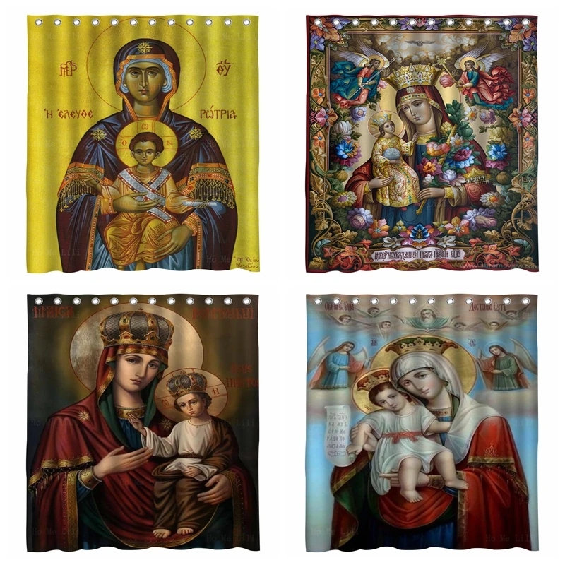 

The Mother Of Christ The Liberator Virgin And Child Chernihiv Gethsemane Icon Shower Curtain By Ho Me Lili For Bath Decor