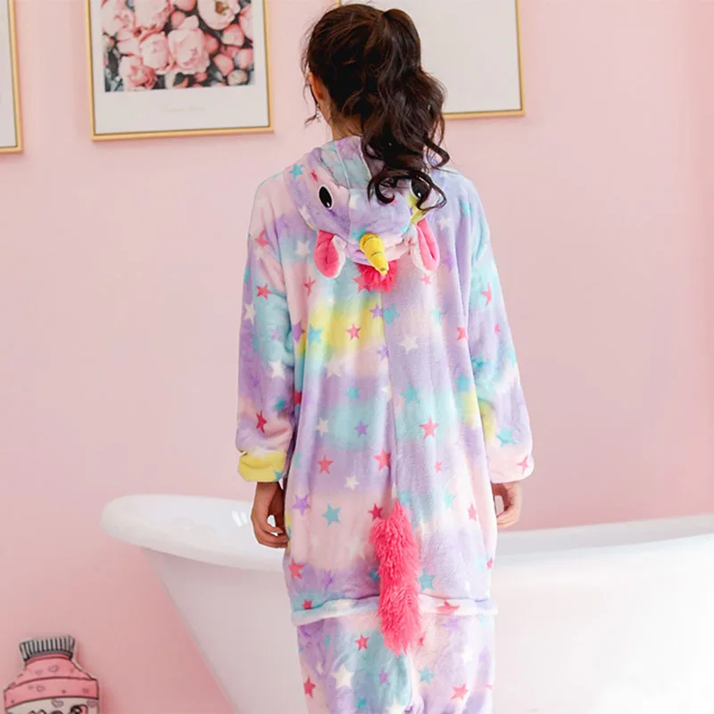 Family Kigurumi Pajamas Purple Stars Unicorn Animal Onesie Cosplay Costume Pajamas For Kids and Adults