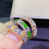 fine jewelry 100 925 sterling silver natural diopside aquamarine tanzanite womens ring party birthday gift marry girl new