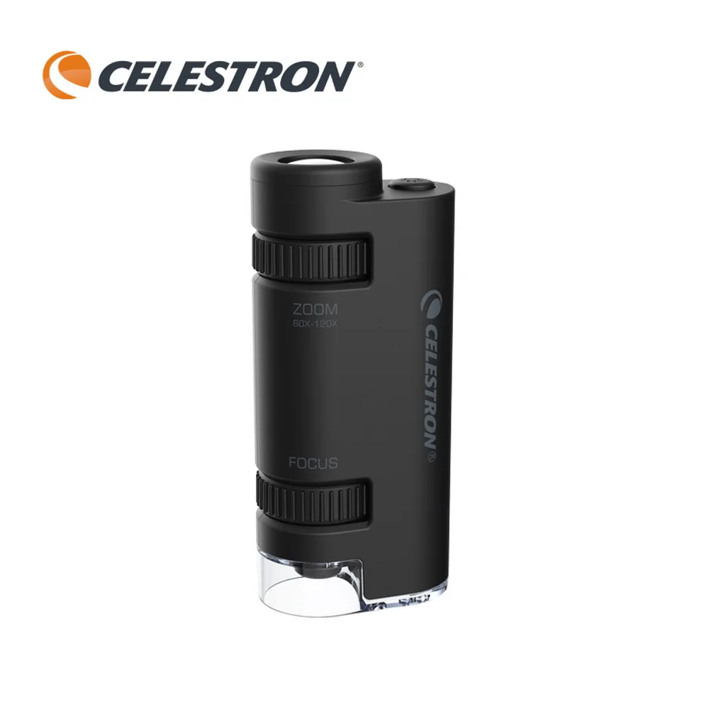 Фото Celestron 60X-120X портативный ручной монокулярный микроскоп с бесступенчатым зумом, источник света, фокус, легкий для начинающих/детей №2