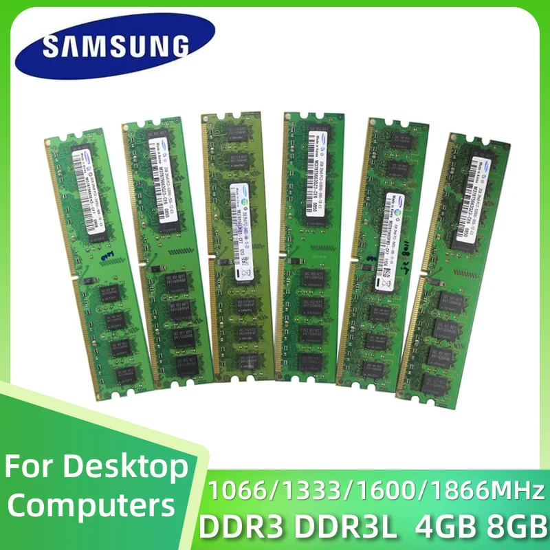 

Samsung DDR3 DDR3L 4GB 8GB DIMM 1066MHz 1333MHz 1666MHz 1866MHz 240Pin 1.35V 1.5V RAM PC3-8500 10600 for Desktop Computer Ram