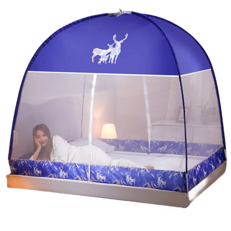 

Mongolian Tent Mosquito Nets Large Double Bed Folding Portable Full Bottom Kids Anti-fall Dust-proof Two Doors Free-installation