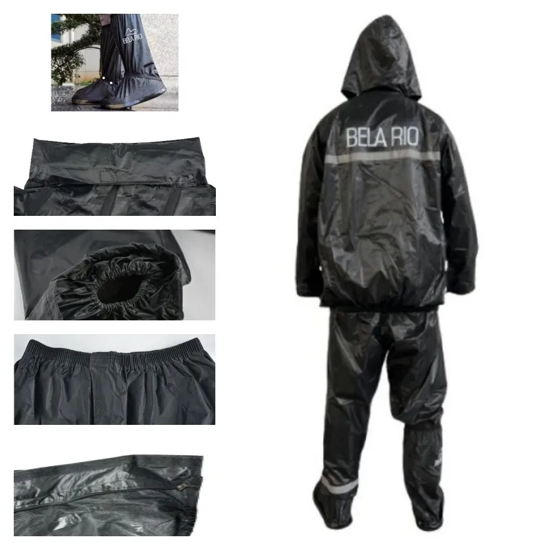 

KIT CAPA DE CHUVA IMPERMEAVEL NYLON COM FORRO E POLAINA COM CAPUZ