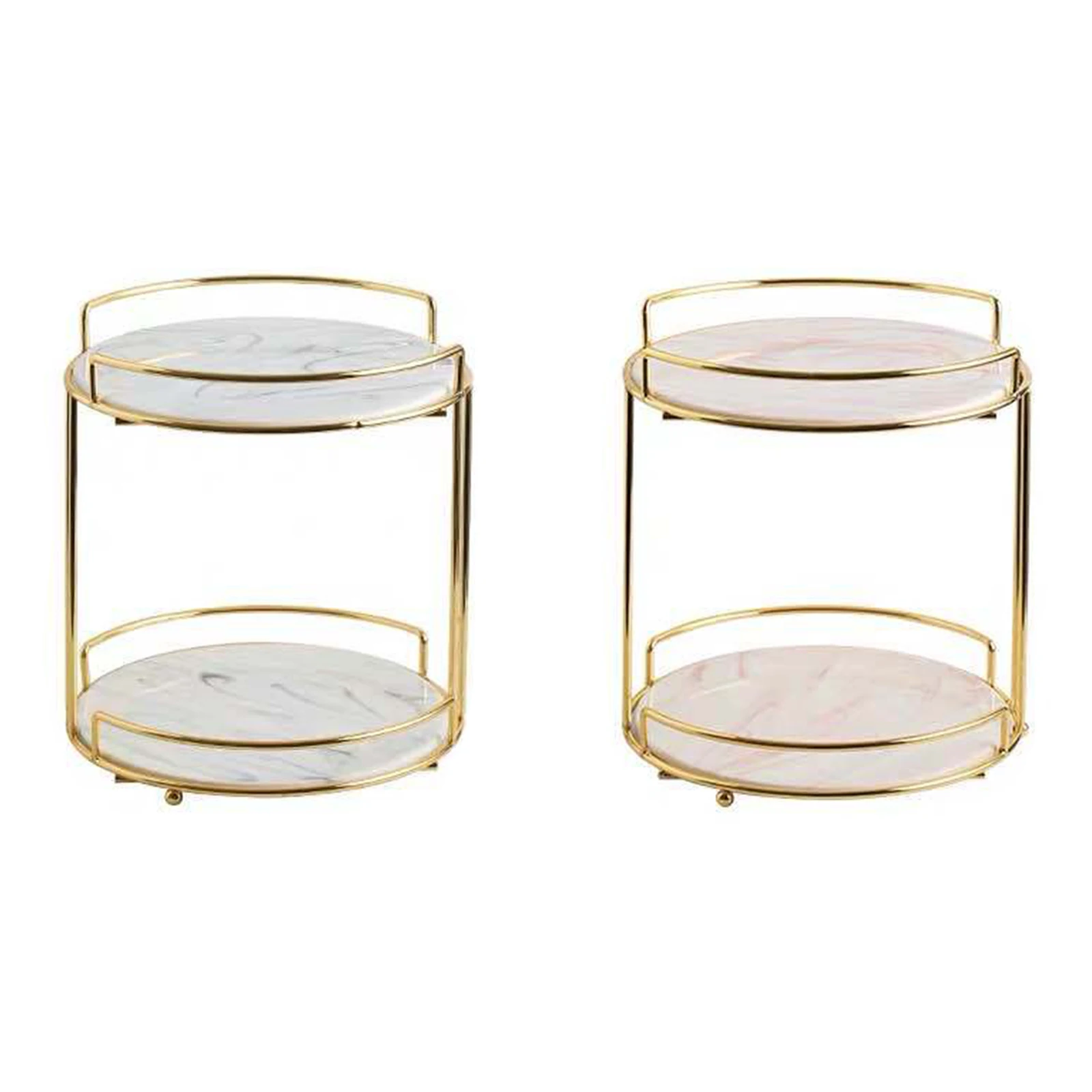 Органайзер для макияжа из серого мрамора - Двухслойная железная полка с