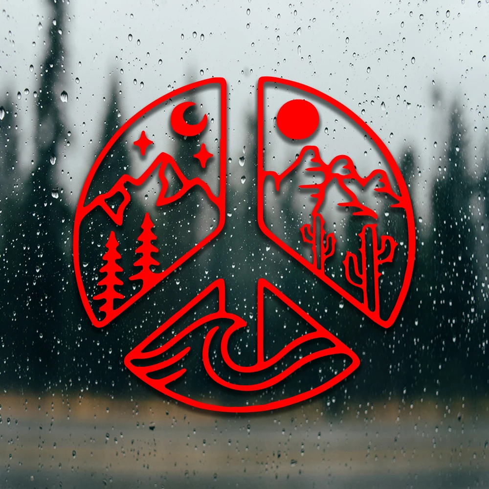 Автомобильная виниловая наклейка, стильная наклейка на улицу, дизайн солнца, луны, реки, Внешнее украшение автомобиля, наклейки на бампер, заднее окно, чашку, ноутбук