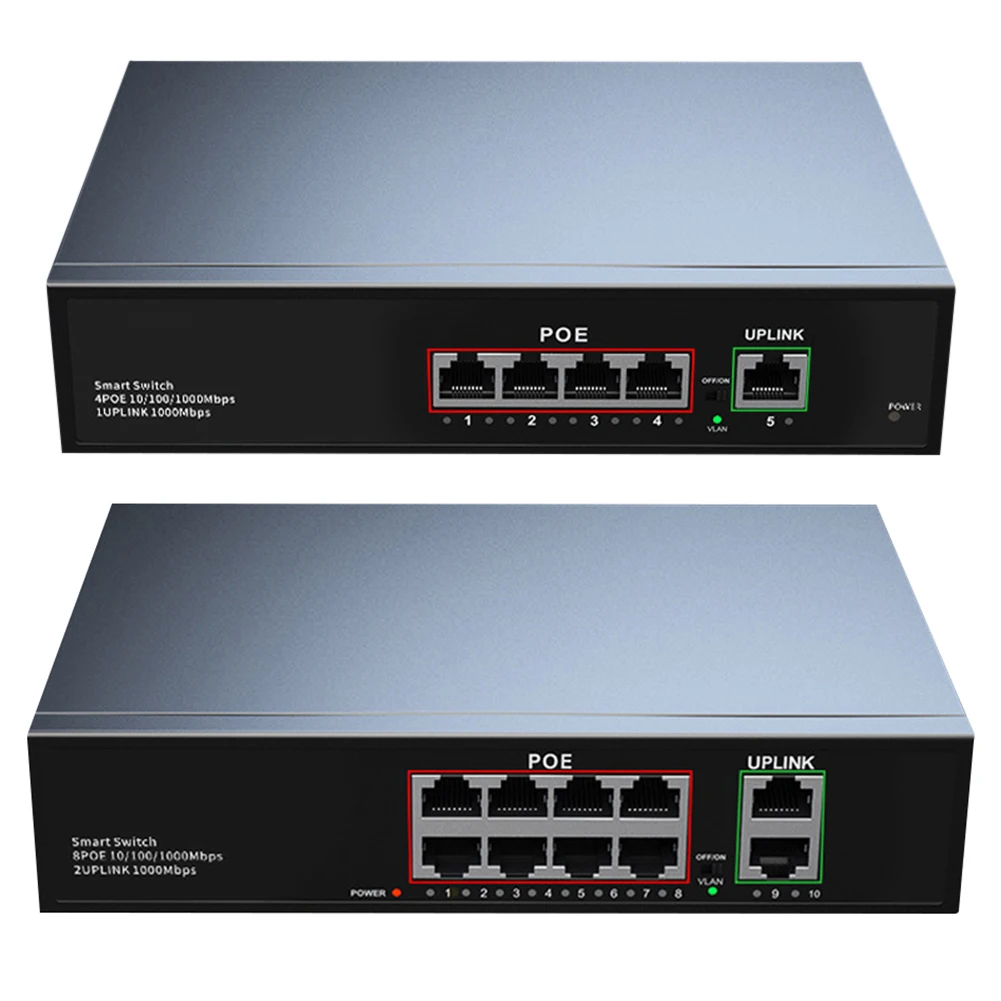 4/8-Портовый Гигабитный Коммутатор POE Ethernet-Коммутатор IEEE802.3AT ...