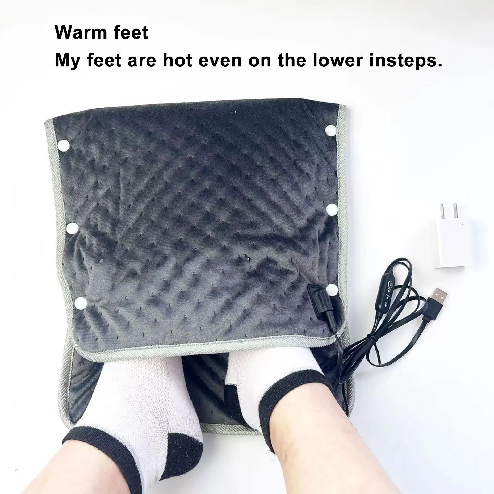 Нагревательное одеяло с питанием от USB 30x60 серого цвета - Универсальная зимняя