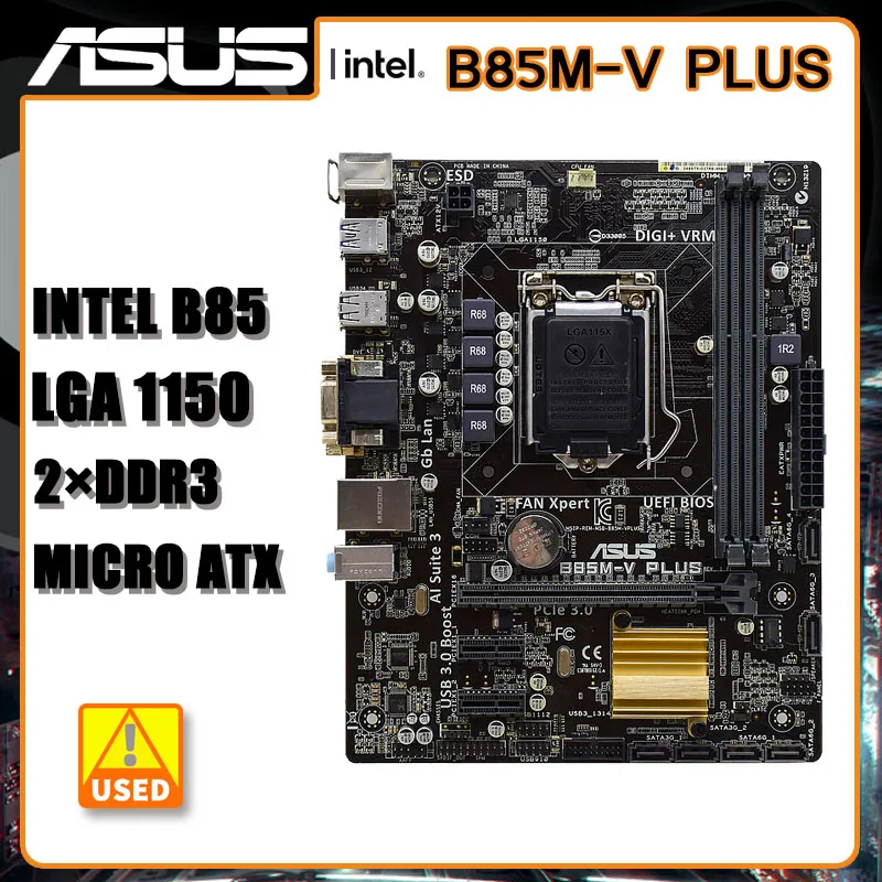 

1150 Intel B85 Motherboard ASUS B85M-V PLUS Motherboard 2×DDR3 16GB SATA III PCI-E 3.0 USB3.0 Micro ATX