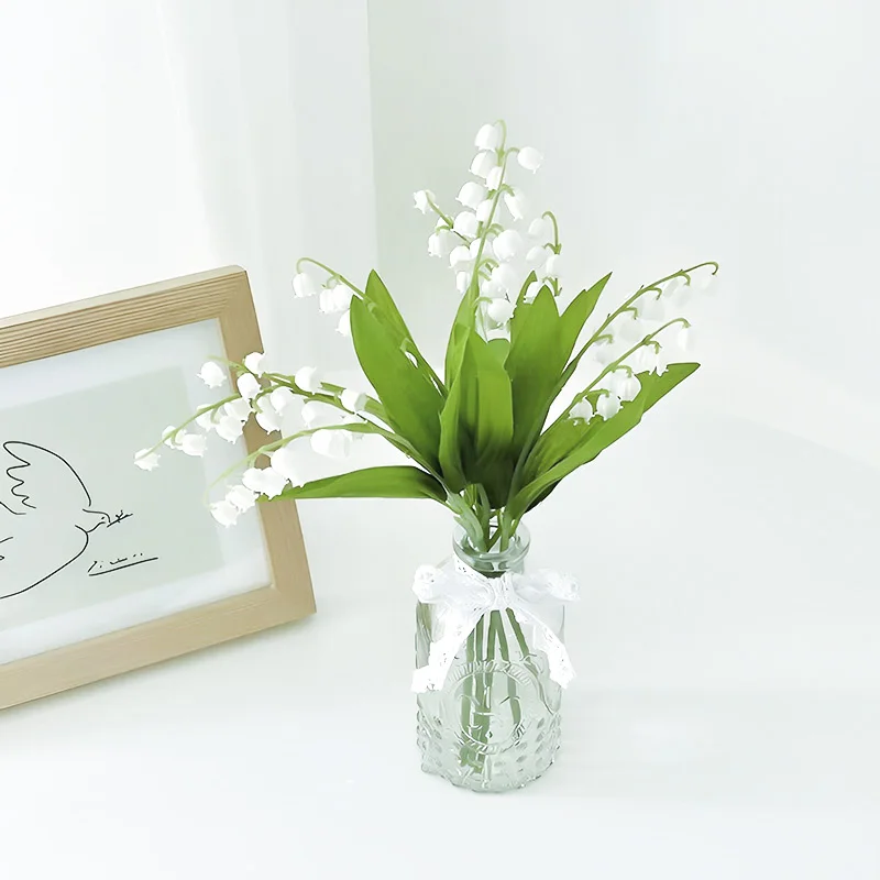 

6pcs Artificial Lily Of The Valley Flower Wedding Bridal Bouquet and Flower Arrangement, Home and Garden Christmas Decoration.