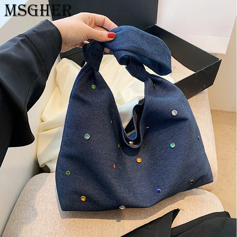 

Сумка кросс-боди Женская из денима, саквояж на плечо из денима, мессенджер большой вместимости в стиле хип-хоп, однотонный чемоданчик на ремень