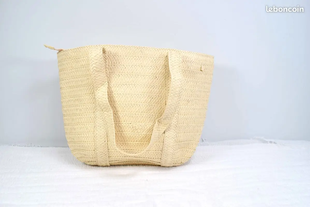 

Sac été cabas paille pompon