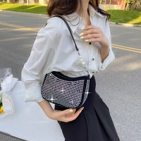 womens 2022 new trendy texture fashion bright diamond small square bag female underarm shoulder messenger wholesale bag