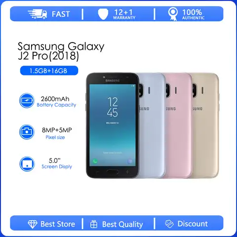 Восстановленный Оригинальный разблокированный Samsung Galaxy J2 Pro (2018), J250F J250G J2 Galaxy Grand Prime Pro, 5,0 дюйма, 8 Мп, четырехъядерный