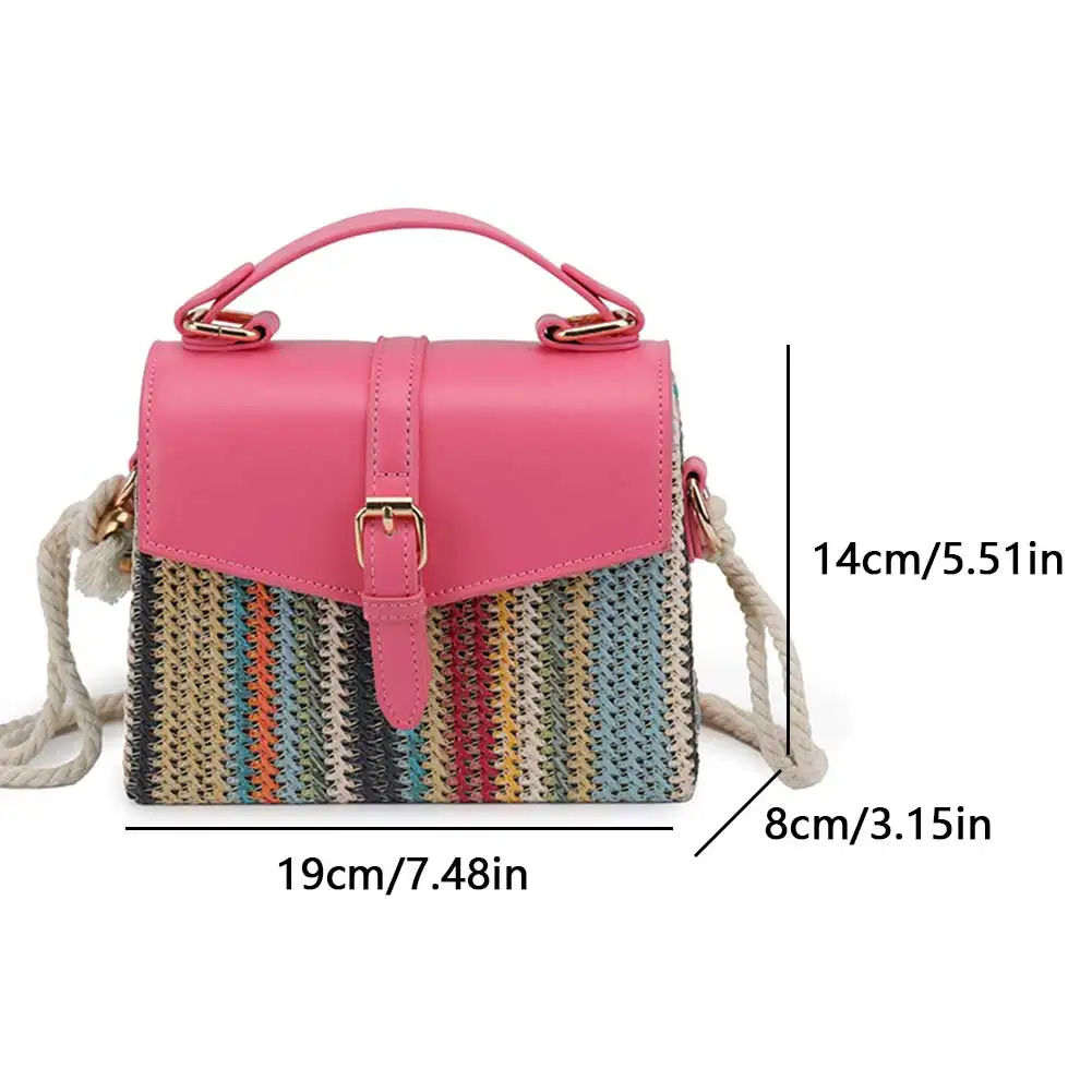 Женская соломенная сумка через плечо с регулируемым ремешком вязаная крючком