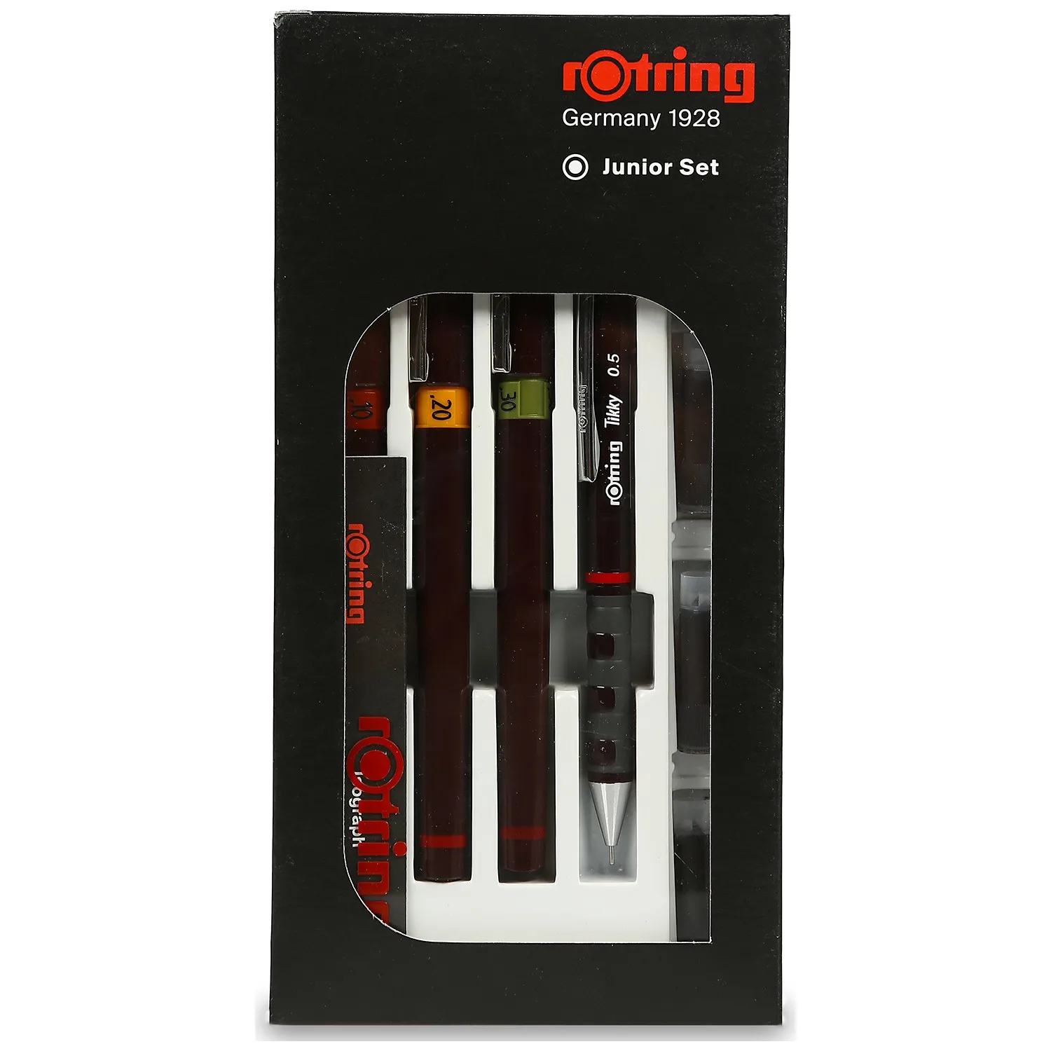 Rotring Junior Set Isograph(Isograph 0.1 0.2 0.3 and  tikky 0.5) Technical Drawing Pens, Set, 3-Pen College Set
