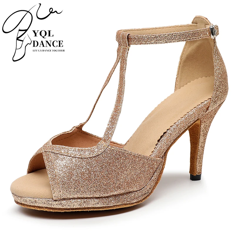 New Women Gold Glitter Salsa Ballroom Tango Dance Shoes Latin Dance Dancing
