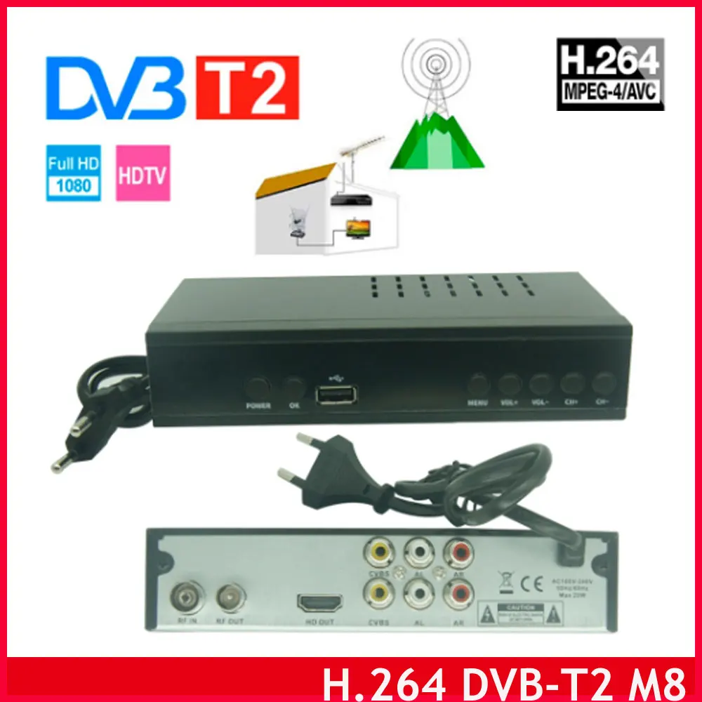Цифровой ТВ-тюнер H.264 DVB T2 Wi-Fi FULL HD 1080P |
