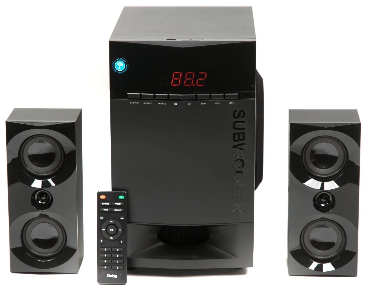 Speakers dialog ap-230 2.1 MDF housing 65 watts remote control |