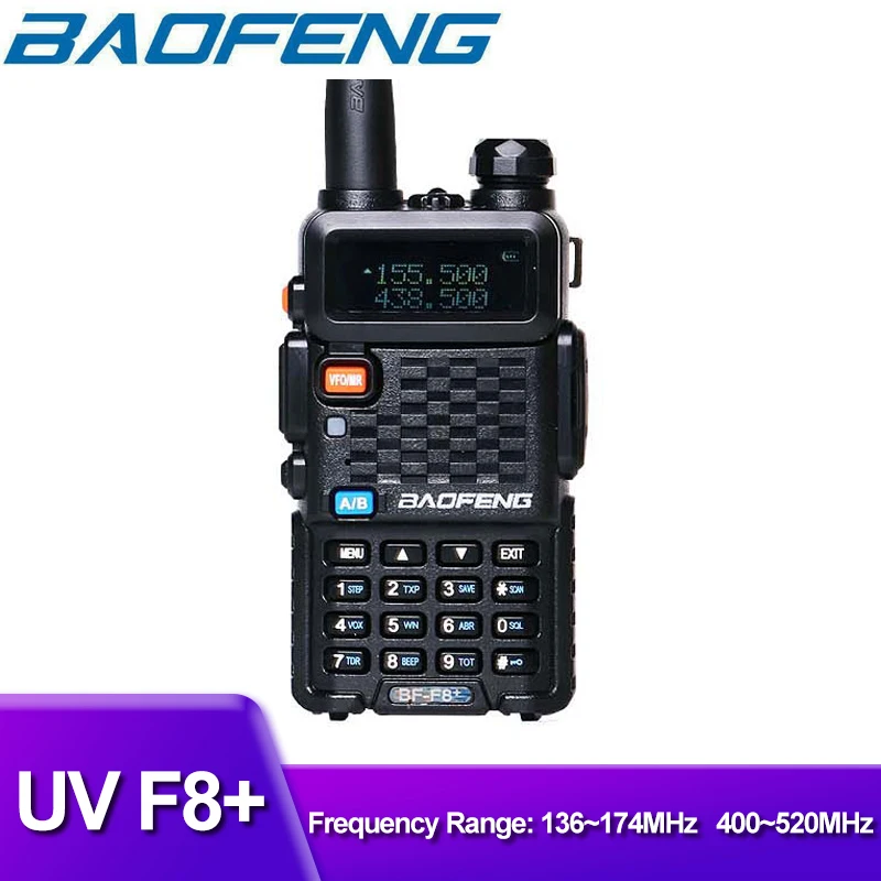 Baofeng UV-F8+ 5W Walkie Talkie VHF/UHF Dual Band Portable CB Ham Radio Station Amateur Scanner Intercome Hunting Transmitter