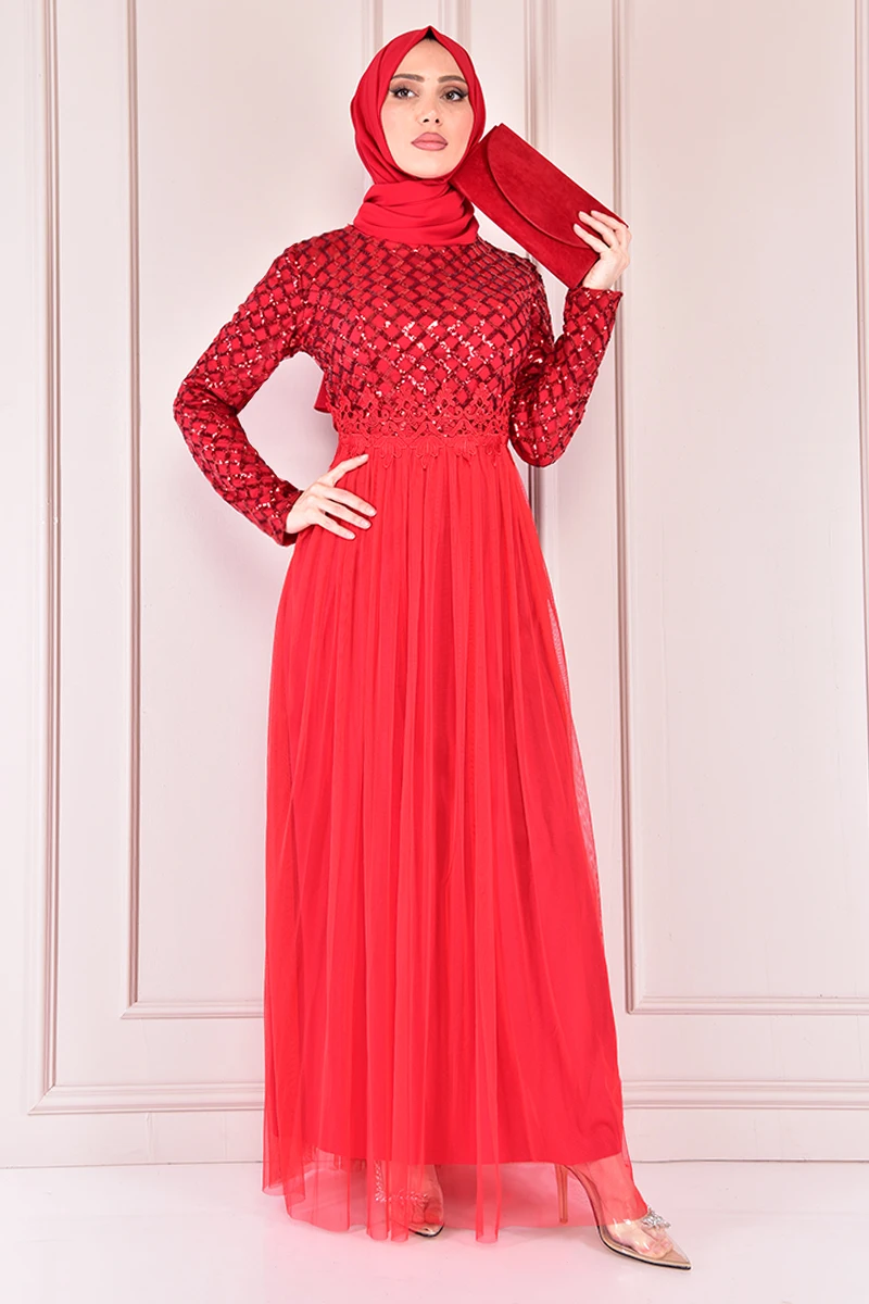 Sequin Evening Dress Abaya Turkey Muslim Fashion Islamic Clothing Women Istanbul Styles Black Jersey Hijab 2022