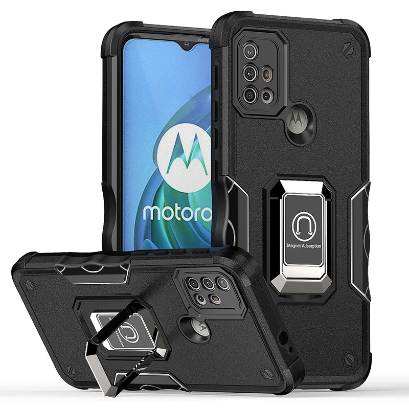 

Shockproof Phone Case For Motorola G10 G20 G30 Edge 20 Pro G60 5G G200 G60S With Car Holder Matte Magnetic Ring Stand Cover