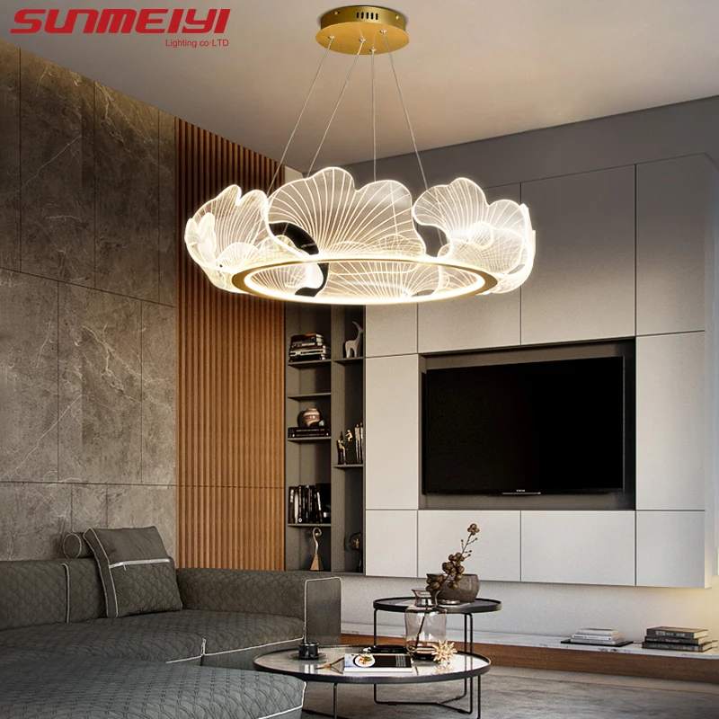 

Hot Acrylic Chandelier Lights Led Minimalist Hanging Lamp For Kitchen Living Room Bedroom Modern Pendant Indoor Pendant Lighting