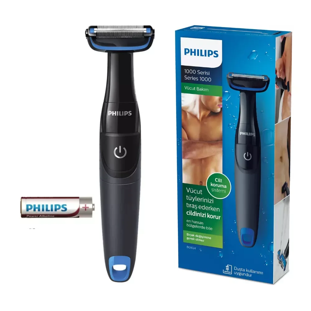 Оригинальная Мужская бритва для тела Philips BG1024 для чувствительных мест, моющаяся, водонепроницаемая, работает с аккумулятором, бритва, тримм...