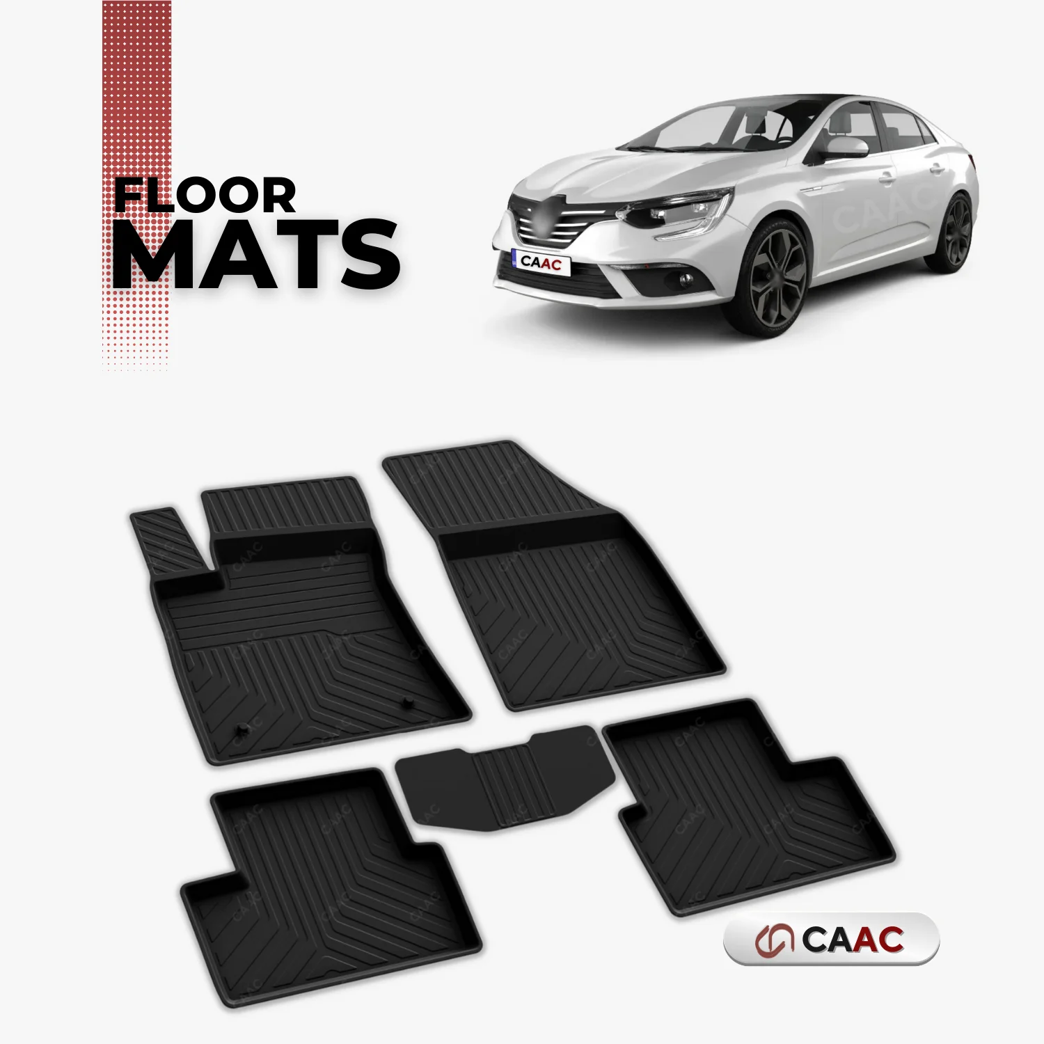 

For Renault Megane HB SD 2016-2023 Floor Mats Lining All Air Molded 4D Black 5 Piece High Quality Washable Accessory Ornament