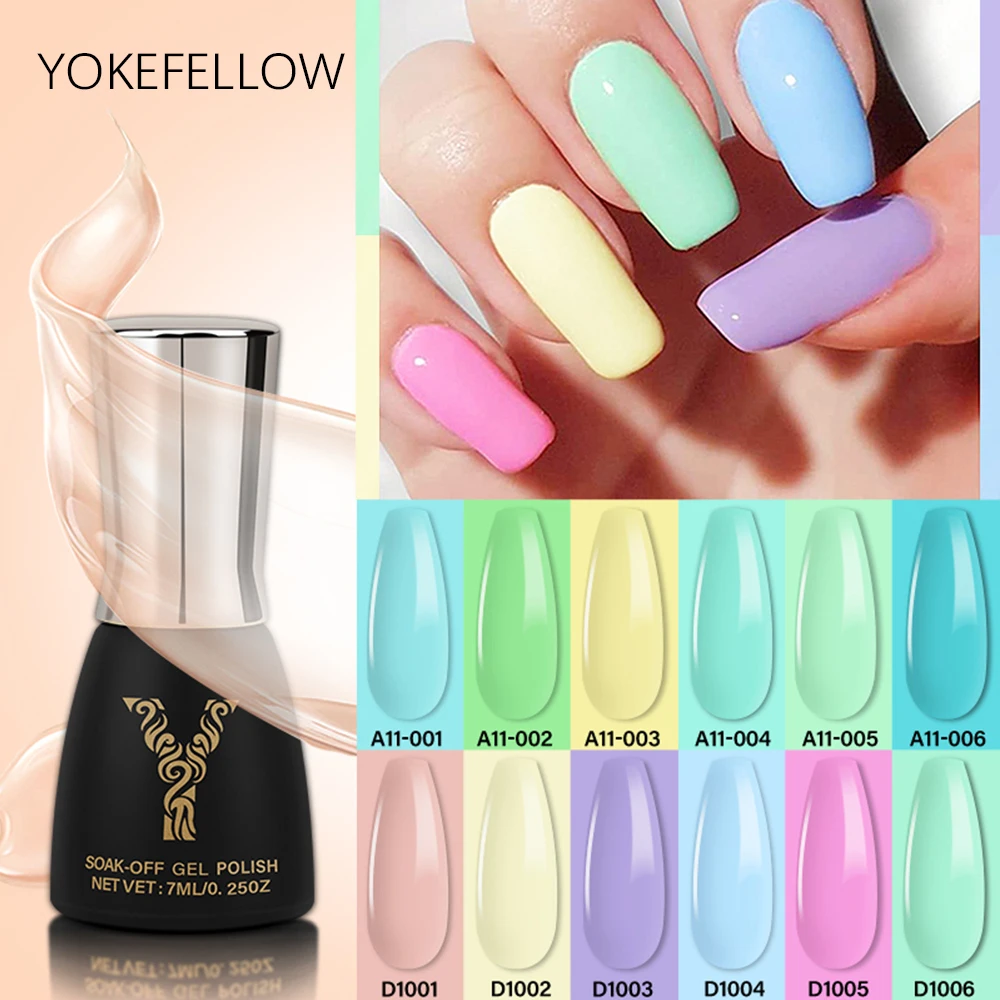 

YOKE FELLOW 7ml 6colors/set Nail Gel Polish Kit Macaron Candy Colour Series Long Lasting Soak Off UV LED Nail Varnish For Salon