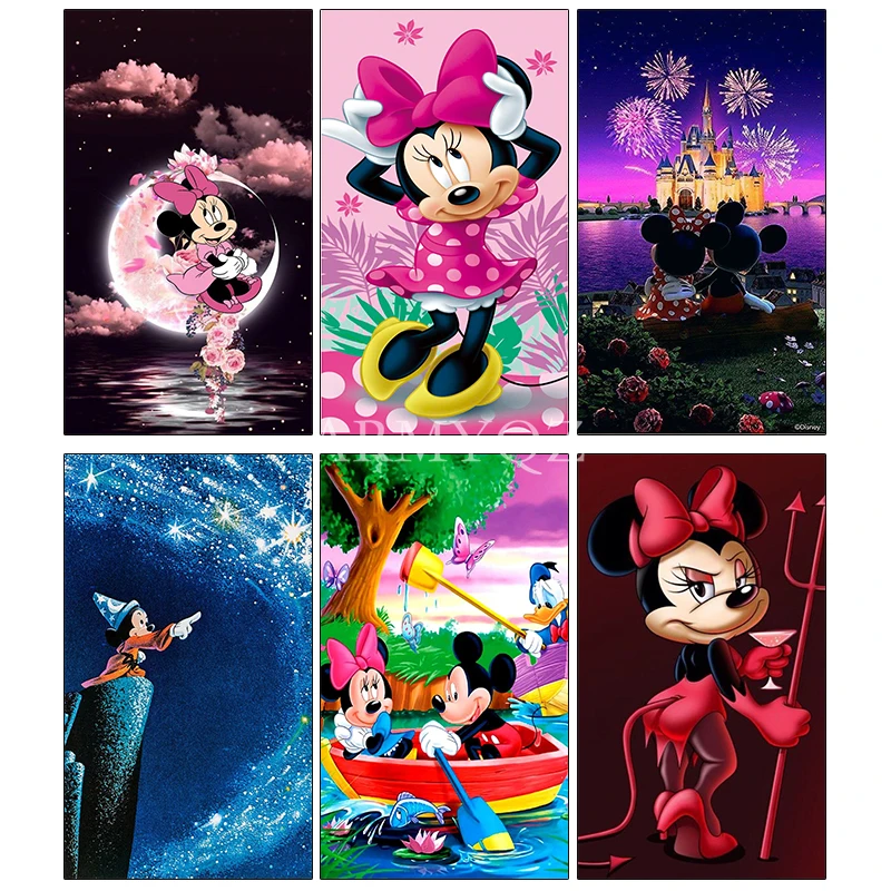 

Алмазная живопись Disney, мультяшный Микки и Минни Маус, полноразмерная мозаика, вышивка крестиком, искусство, для детской комнаты, «сделай сам...