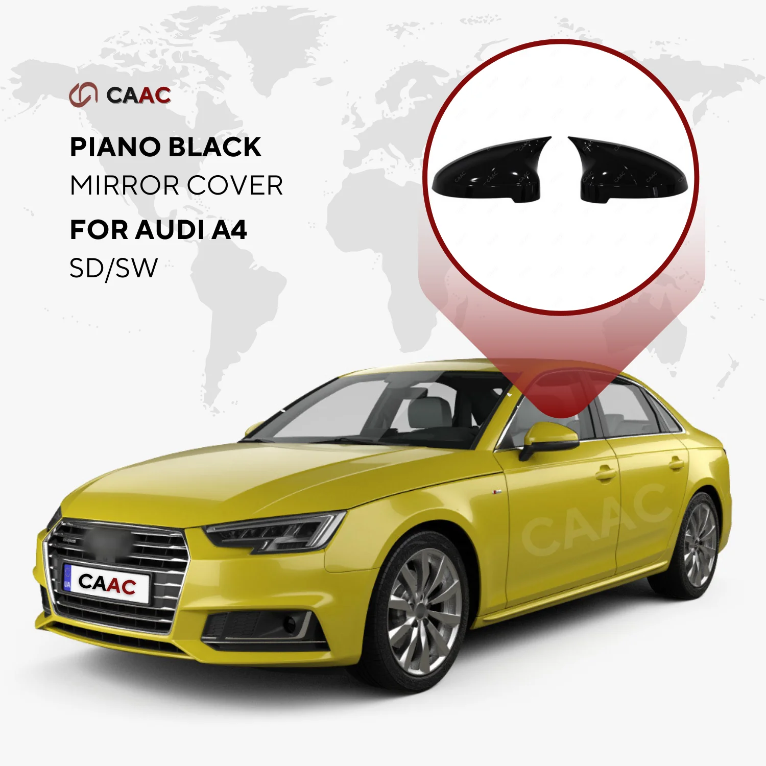 

Для Audi A4 SD/SW 2016-2021 Piano Black Side Mirror Cover 2 PCs Batman Bat Design Автомобильные аксессуары Новый сезон Модифицированная рамка