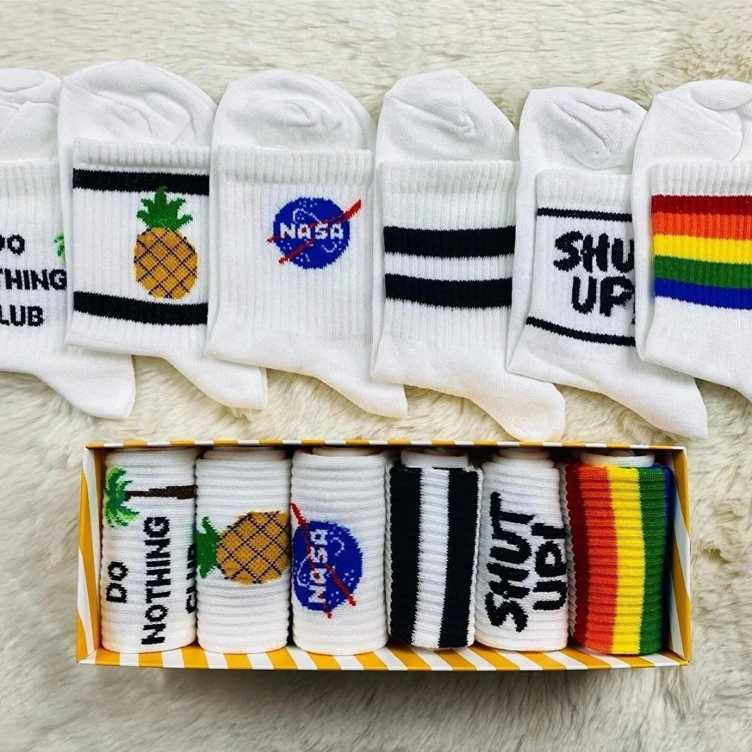 Street Socks 6 Pcs 80% Cotton, 17% Polyamide 3% Elastane Unisex Standard Organic Knitted Summer And Winter Sport Breathable