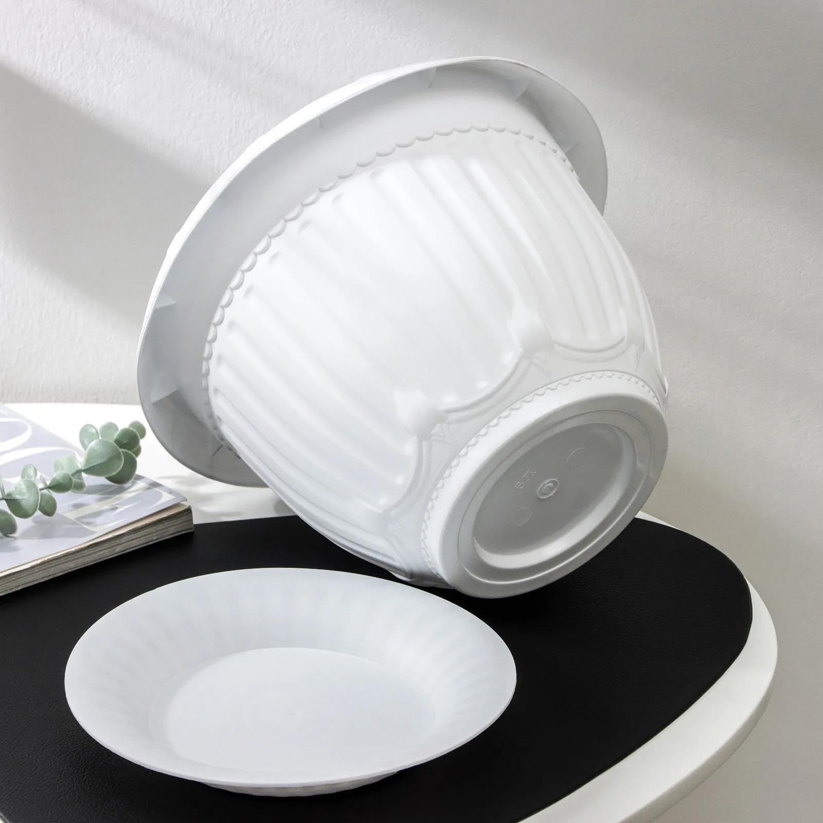 Горшок с поддоном 'Байкал' 6 л цвет белый (комплект из 7 шт)