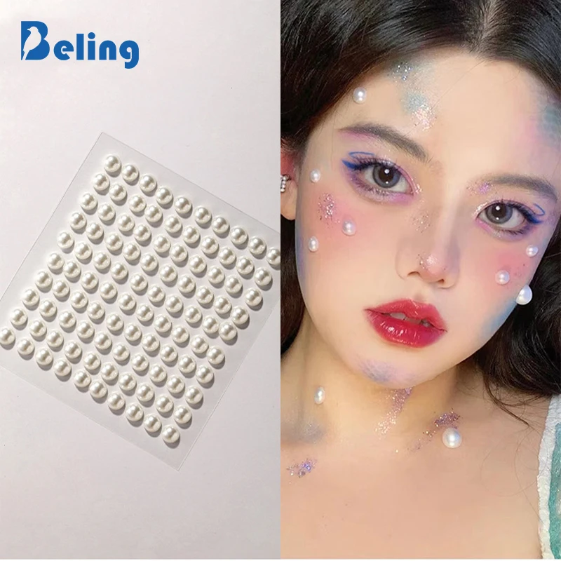 

Beling 3mm/4mm 3D Pearl Face Jewels Eyeshadow Stickers Self Adhesive Face Body Eyebrow Diamond Nail Stickers Diamond Decoration