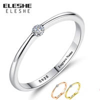 eleshe authentic 925 sterling silver rings round zirconia crystal finger rings for women wedding original silver jewelry
